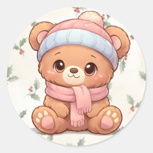 Nounours Teddy Bear Doux Autocollant Hiver