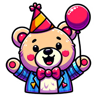 Nounours Teddy heureux avec tenue de fête dans un 