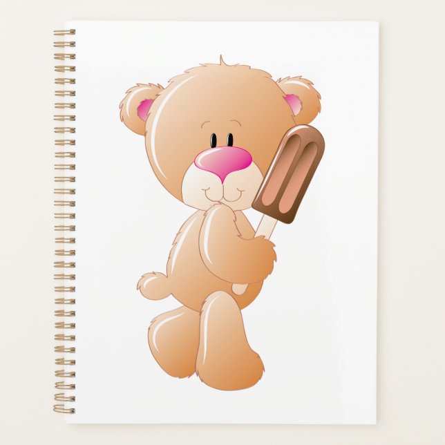 Nounours tenant une glace au chocolat en popsicle (Devant)