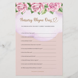 Nourrisson Rhyme Quiz Teddy Bear Girl Baby shower