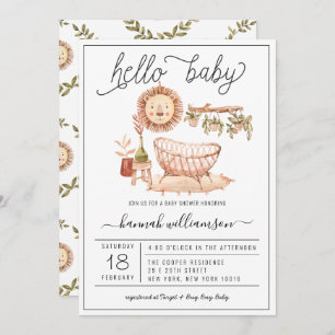 Nourriture Neutral Boho   Invitation Baby shower