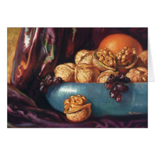 Nourriture vintage, noix et fruits dans un Bol Ble