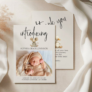 Nourriture vintage Plush Animaux Faire-part bébé