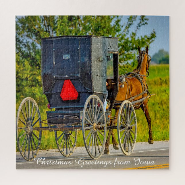 Nous aimons les calèches amish en Iowa. Puzzle (Vertical)