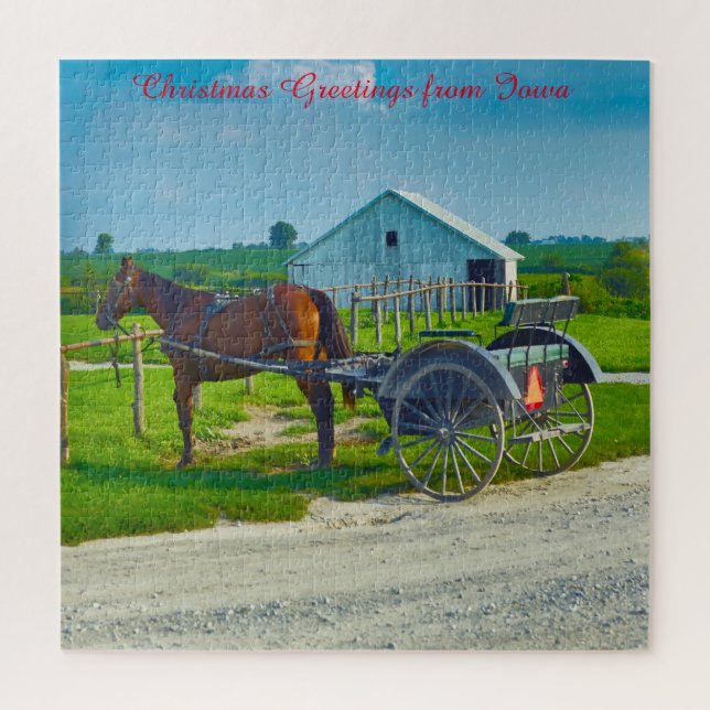 Nous aimons les calèches amish en Iowa. Puzzle (Vertical)
