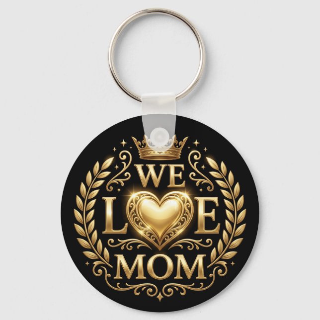 Nous aimons Maman porte-clés Noir & Or (Recto)