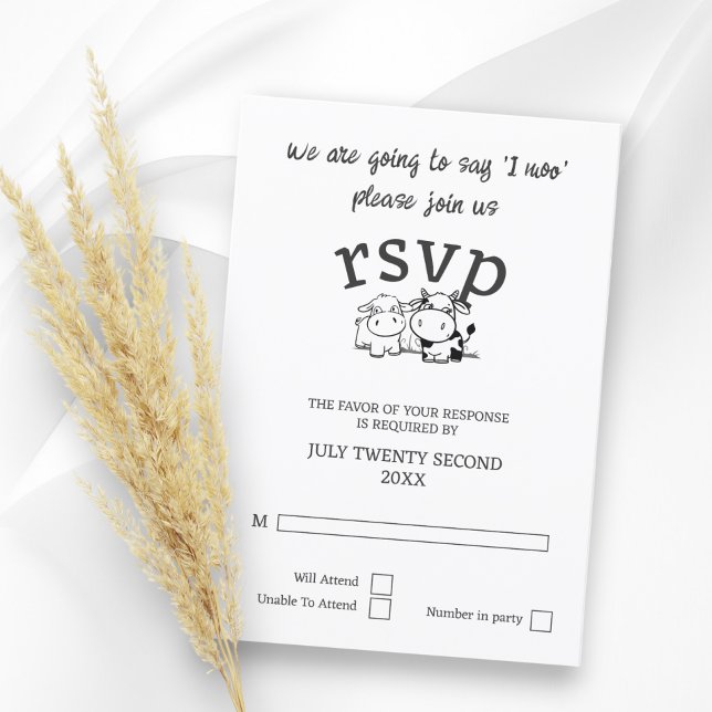 Nous allons dire I Moo RSVP Mariage (We Are Going to Say I Moo RSVP Wedding  announcements from Ricaso 
Cute whimsical cow couple cards)