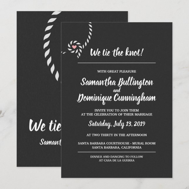 Nous attachons le faire-part de mariage de noeud (Devant / Derrière)