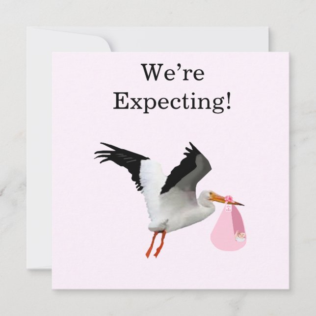 Nous attendons une carte d'annonce rose (Devant)