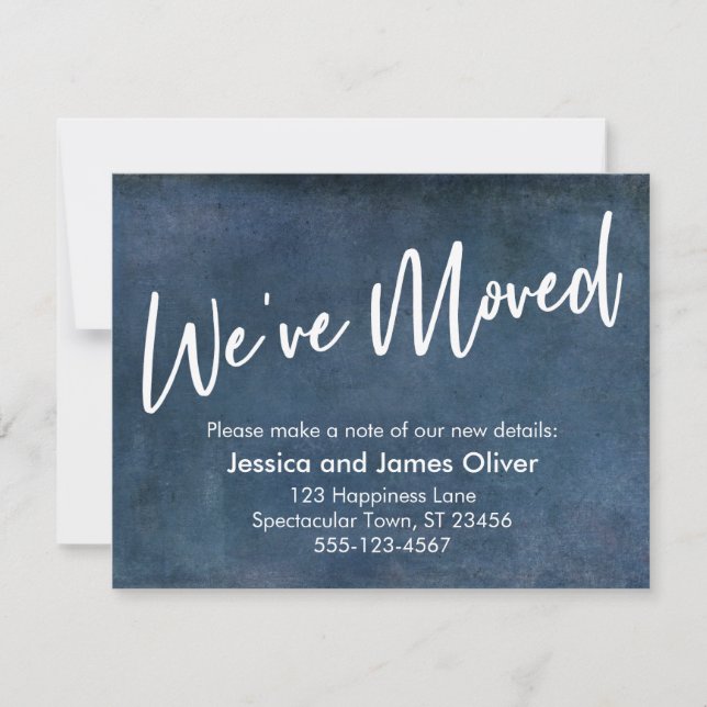 "Nous avons bougé" Typographie Grunge Faire-part d (Devant)