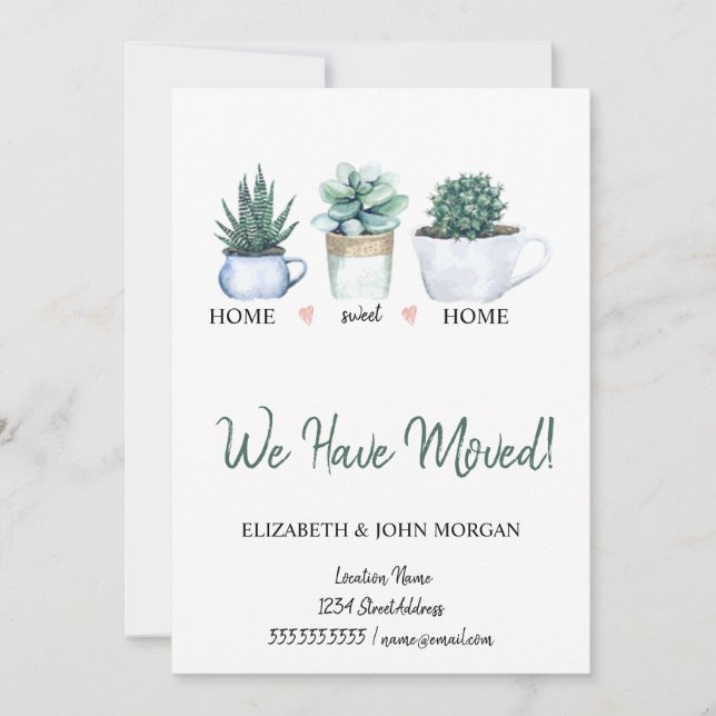 Nous Avons Déménagé, Aquarelle Fleurs Cactus (Devant)