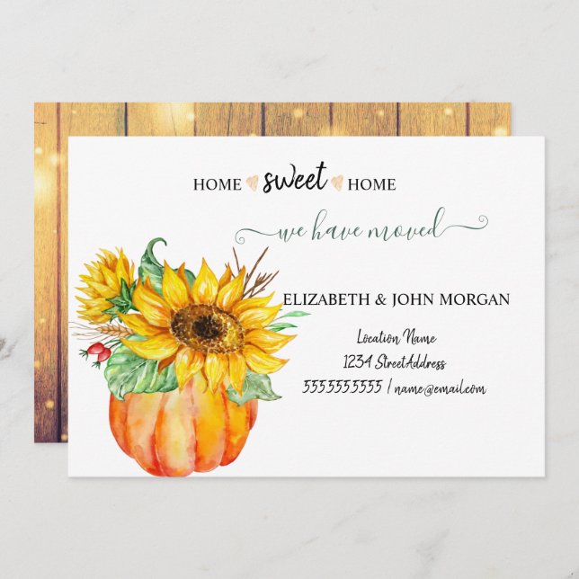 Nous Avons Déménagé, Bois, Citrouille, Fleurs de s (Devant / Derrière)