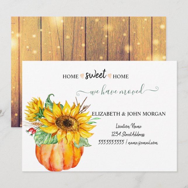 Nous avons déménagé,Bois, Citrouille,Tournesols (Devant / Derrière)