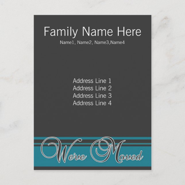 Nous avons déménagé - Carte postale de changement  (Devant)