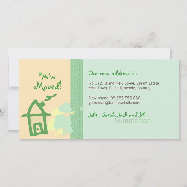 Nous avons déménagé Cartes photo pastels Green & B (Devant)