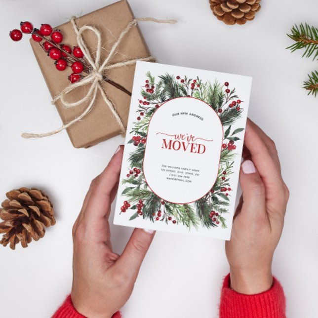 Nous avons déménagé chaud rouge Faire-part d'hiver (Celebrate the new beginning with this festive 'We've Moved" postcard!
)