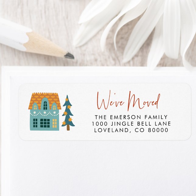 Nous avons déménagé - Étiquette d'adresse de retou (We've Moved Chic Vintage Holiday Personalized Return Address Label by Painted Paperie
)