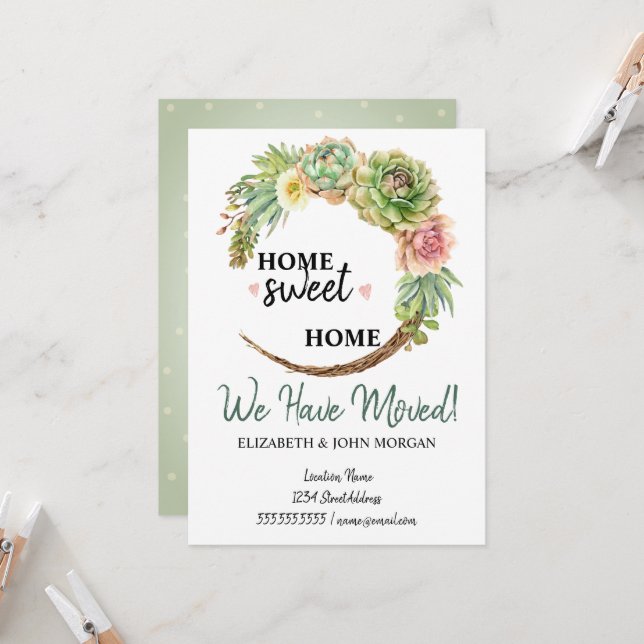 Nous avons déménagé, Fleurs aquarelle Cactus, Plan (Devant/Arrière en situation)