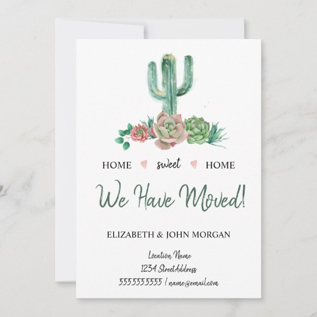 Nous avons déménagé, Fleurs aquarelle Cactus Succu (Devant)