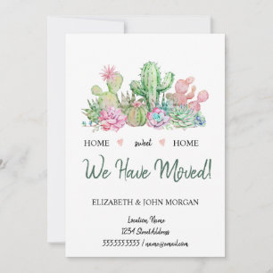 Nous avons déménagé, Fleurs aquarelle Cactus Succu