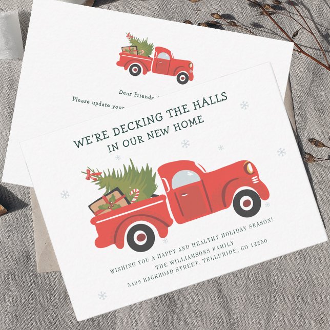 Nous avons déménagé Noël vacances Faire-part de dé (Christmas Moving Announcement Decking New Halls Change of Address)