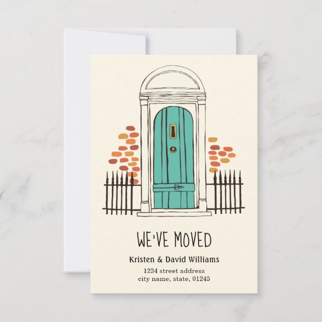 Nous avons Déménagé - Porte Bleue Faire-part de dé (Devant)