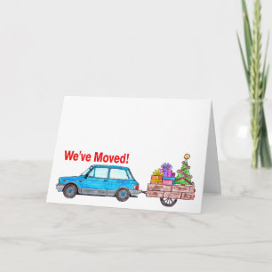 Nous avons déménagé voiture et arbre carte de Noël