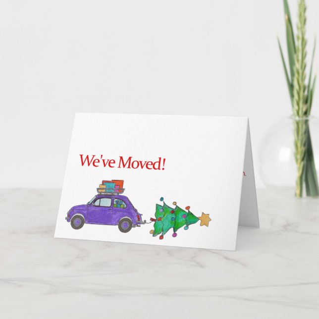 Nous avons déménagé voiture et arbre carte de Noël (Devant)
