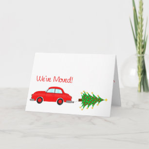 Nous avons déménagé voiture et arbre carte de Noël