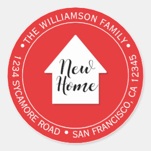 Nous avons déplacé Bright Red Nouveau Étiquette de