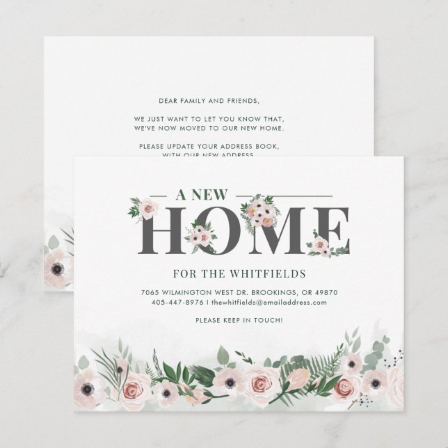 Nous avons déplacé Faire-part de mouvement rose fl (Devant / Derrière)