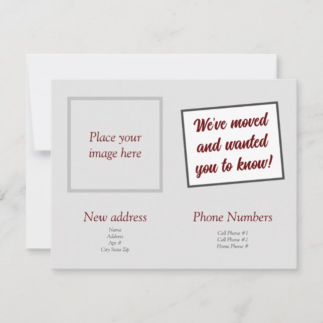 Nous avons déplacé la carte faire-part (Devant)