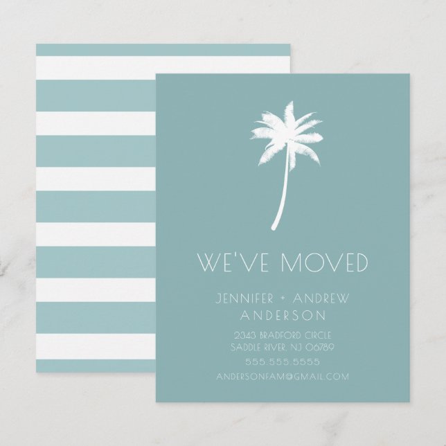 Nous Avons Déplacé Palm Tree Faire-part de Déplace (Devant / Derrière)
