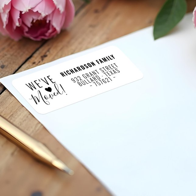 Nous avons déplacé un nouveau Étiquette de changem (We've Moved New Address Change Announcement Label)