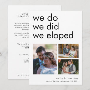Nous Avons Elopé 3 Photos Faire-part Invitation