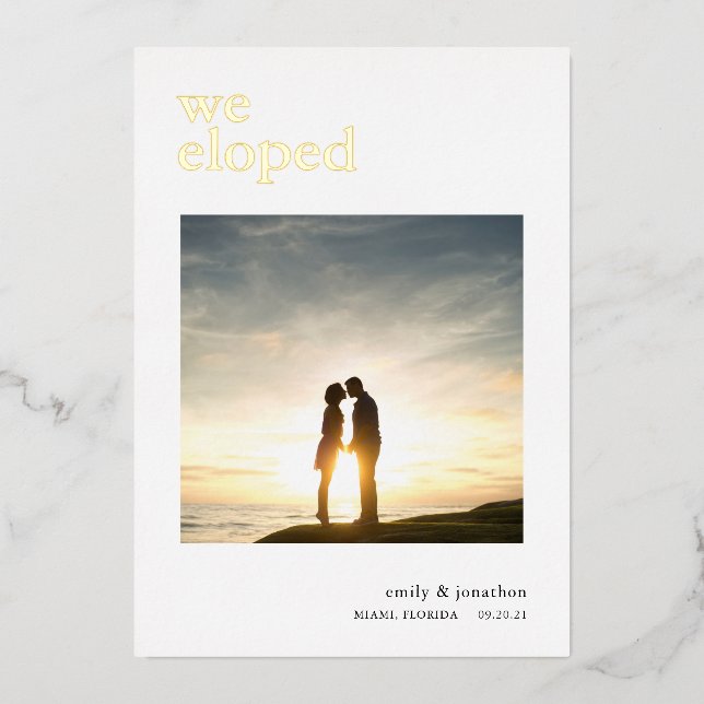 Nous Avons Elopé Faire-part Photo Luxury Real (Recto)