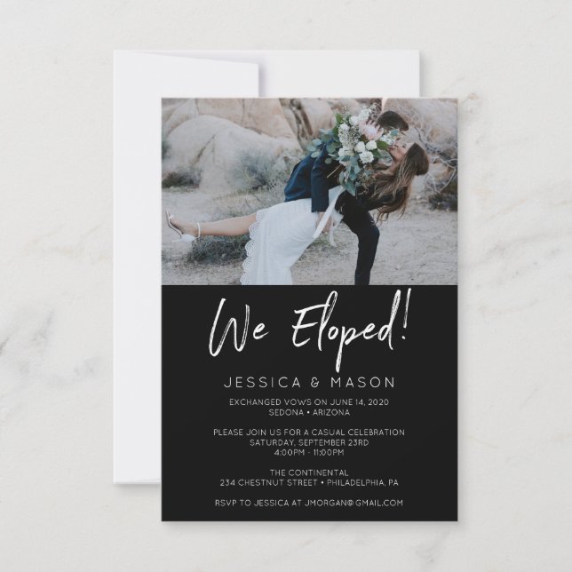 Nous avons Eloped Invitation manuscrit Eloped Fair (Devant)