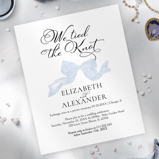 Nous Avons Fait Le noeud | Blue Bow Mariage Elopem (Créateur téléchargé)