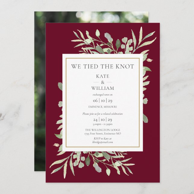 Nous Avons Lié Le Faire-part D'Elopement De La Bou (Devant / Derrière)