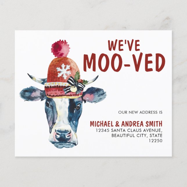Nous avons Moo-ved Cow Holiday Moving Faire-part (Devant)