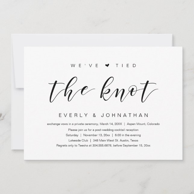 Nous avons noué le nœud, Invitation d'élopement de (Devant)