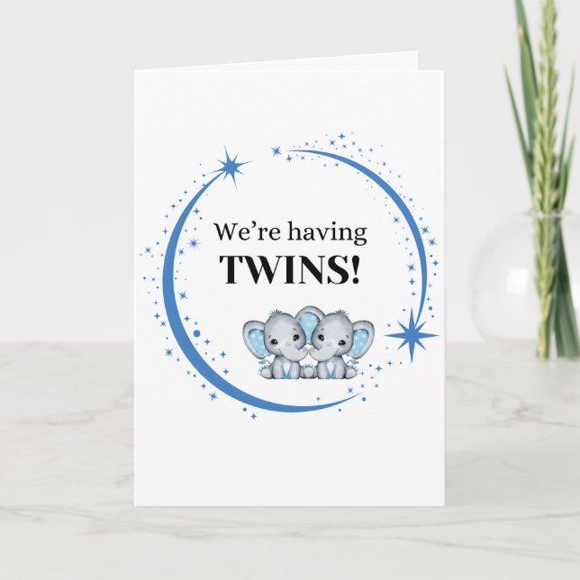Nous avons Twins Boys Blue Faire-part de naissance (Devant)