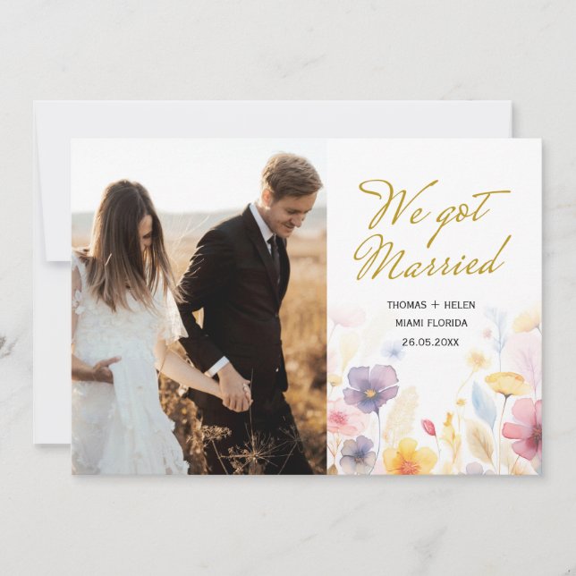 Nous avons une carte de faire-part de mariage flor (Devant)