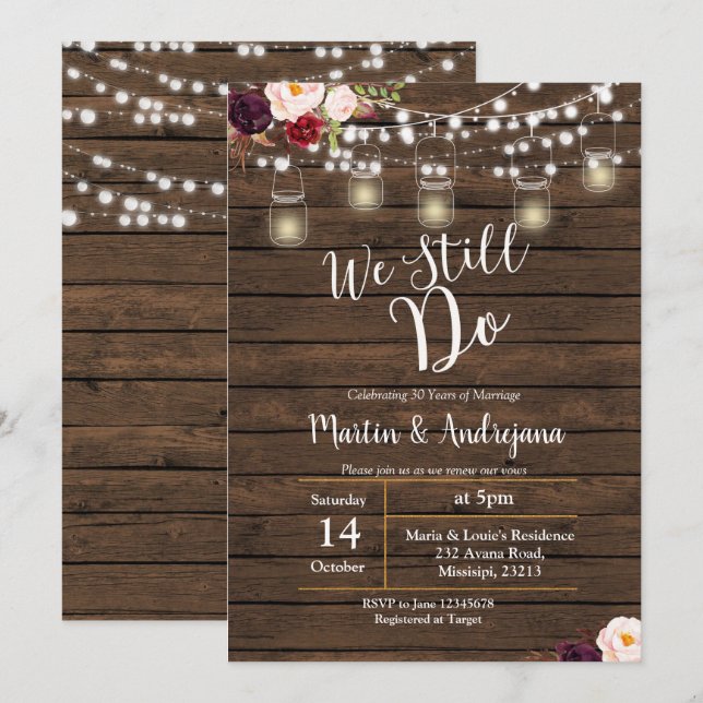 Nous faisons toujours la carte d'invitation d'anni (Devant / Derrière)