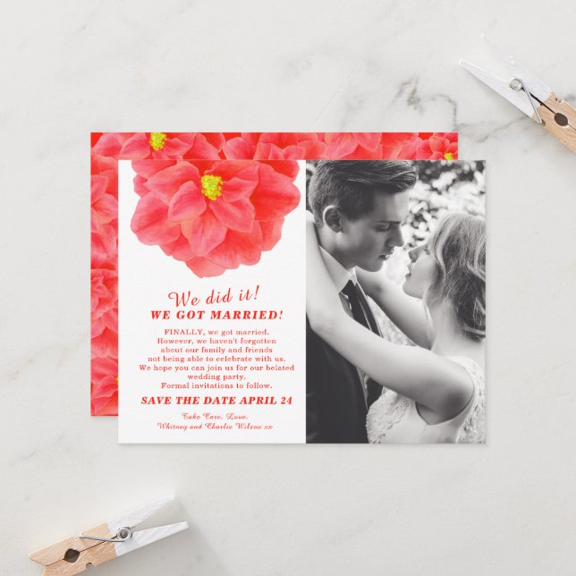 Nous l'avons fait mariage camélia rouge fête de ma (Devant/Arrière en situation)
