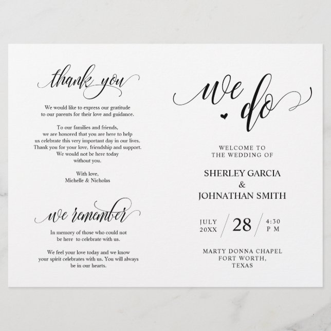 Nous le faisons, Noir, Foldable Mariage Ceremony P (Devant)