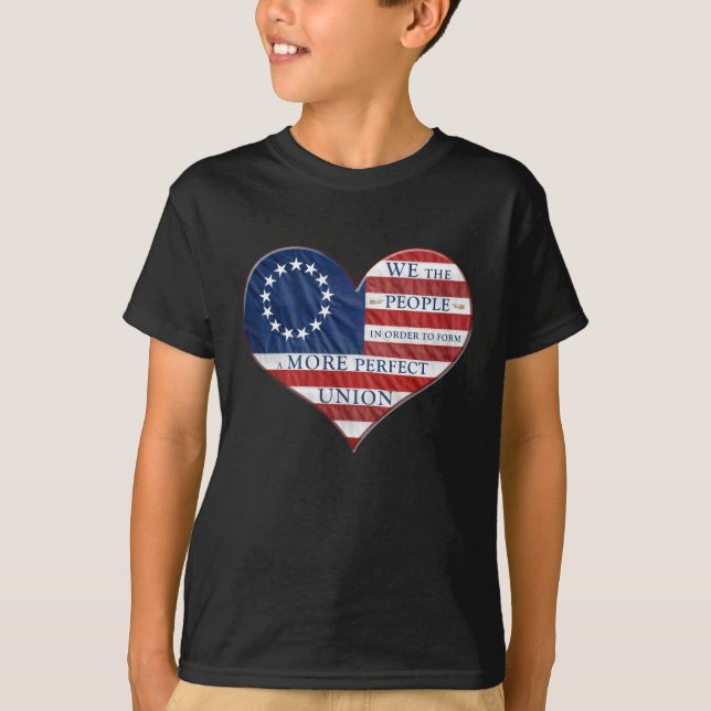 Nous Le Peuple American Flag Heart T-Shirt (Devant)