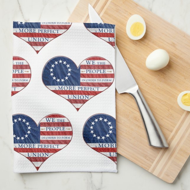 Nous Le Peuple Drapeau Américain Coeur Serviette d (Quart Plié)