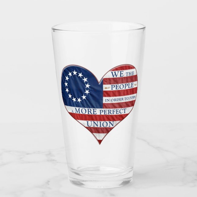Nous Le Peuple Le Drapeau Américain Verre Coeur (Devant)