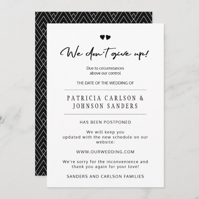 Nous n'abandonnons pas le faire-part mariage repor (Devant / Derrière)